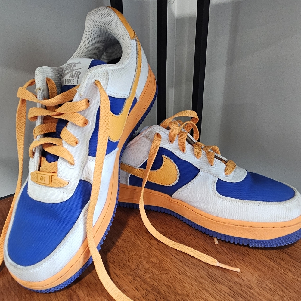 Nike Air Force 1 Blue and Orange Sneakers